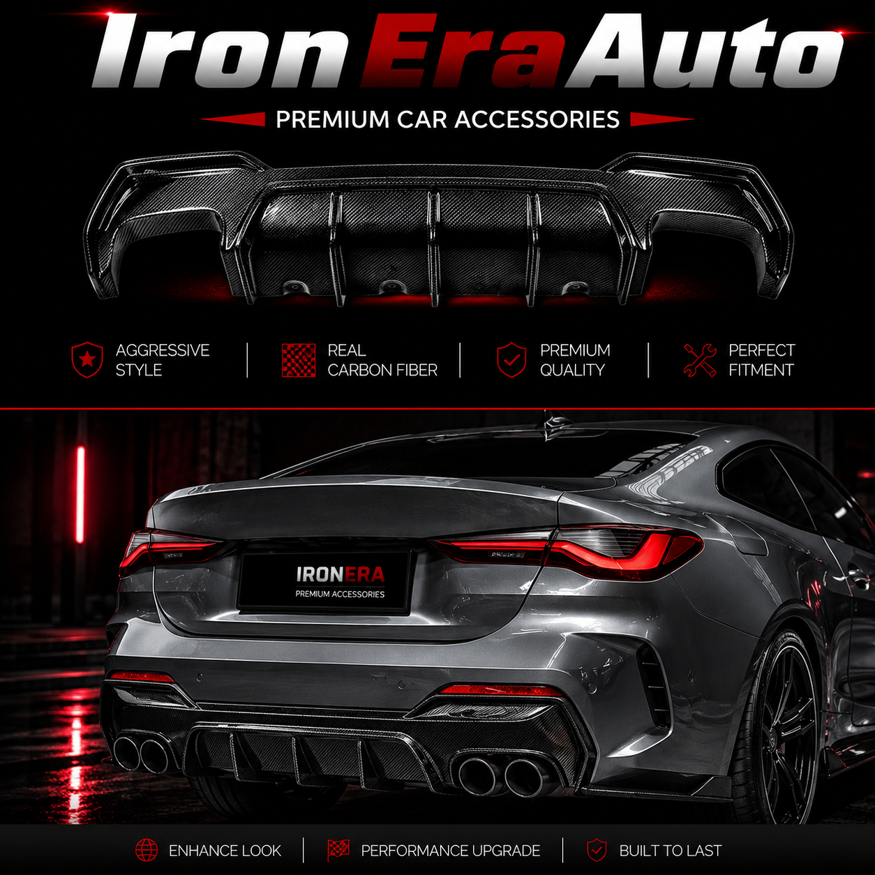 Carbon Fiber Rear Bumper Splitter Diffuser for BMW 4 Series G22 G23 2020+ Coupe Carbon Body Kit