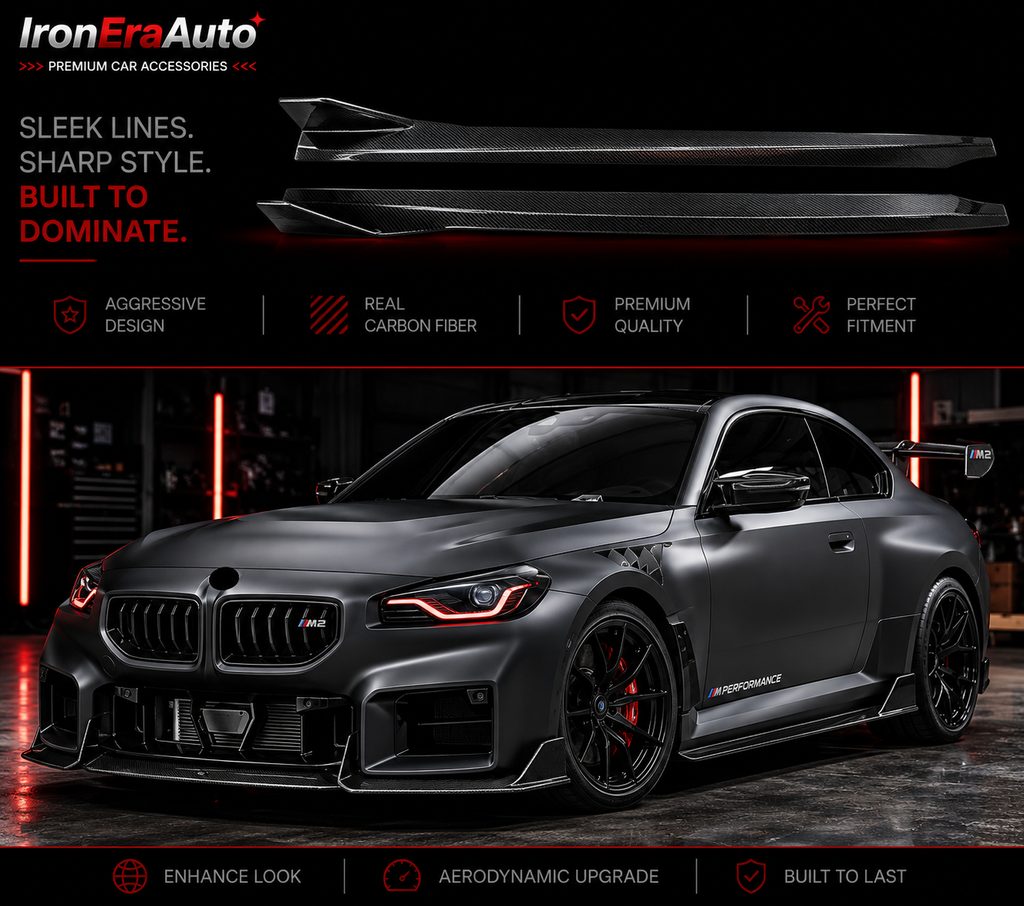 Carbon Fiber Side Skirt for BMW M2 G87 Coupe 2 Door 2023+IN Carbon Fiber Side Bumper Splitter Lip