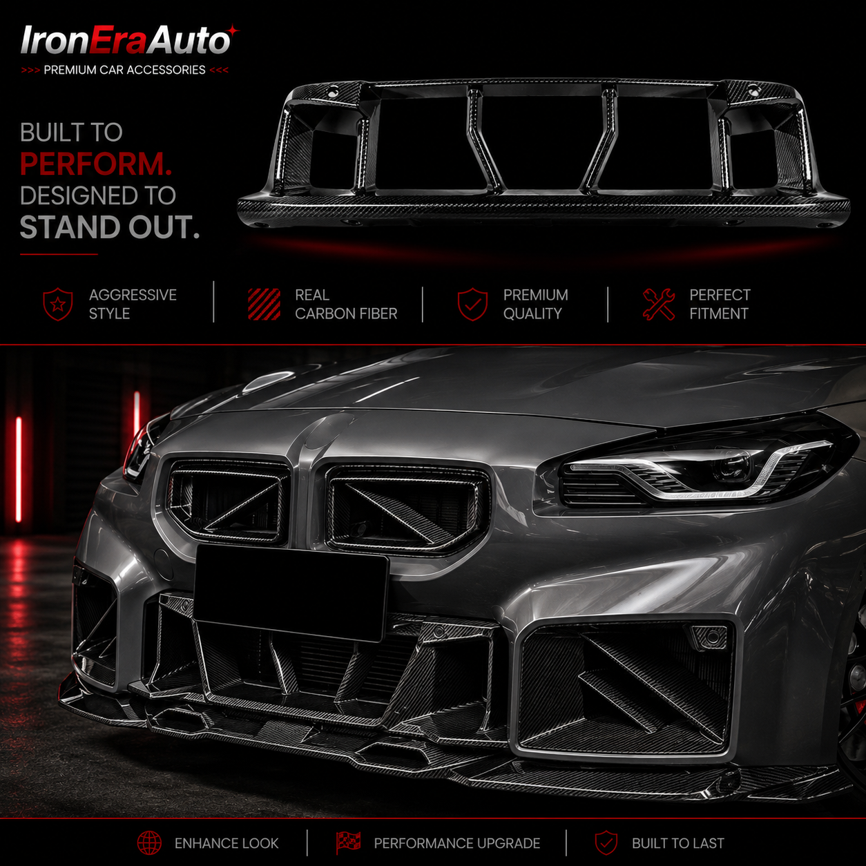 Dry Carbon Fiber Feont Bumper Lower Grille for BMW G87 M2 2023-IN Replacement Front Bumper Lower Vent Grille Body Kit
