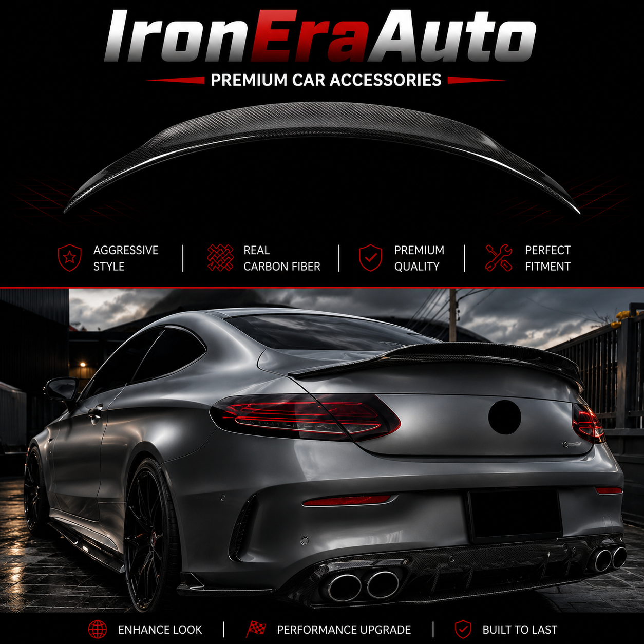Carbon Fiber Rear Spoiler for Merceder Benz W205 C Class C300 C43 C63s AMG 2015-2021 Trunk Wing Spoiler