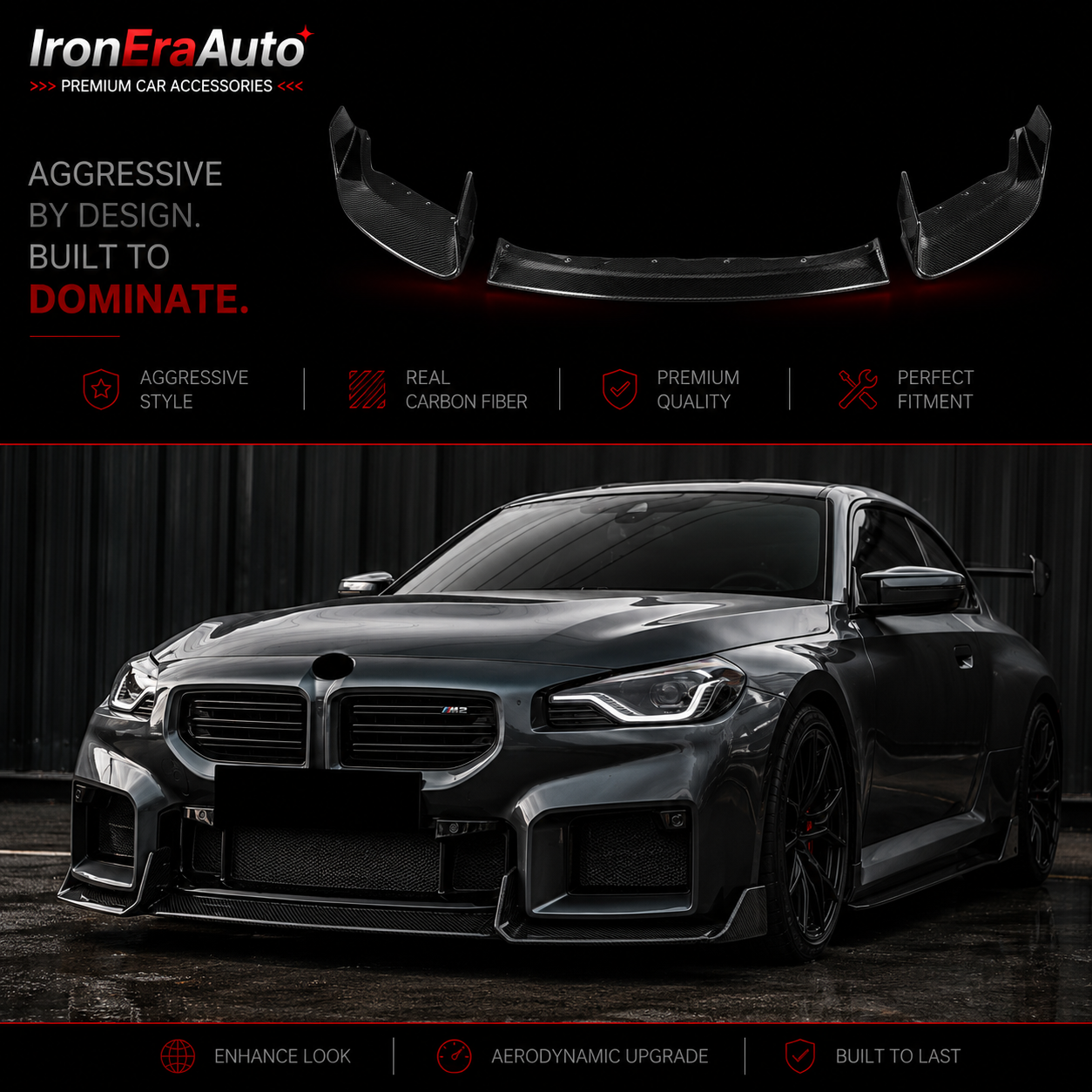 Dry Carbon Fiber Front Bumper Lip for BMW G87 M2 Coupe 2023-IN Carbon Fiber Front Splitter Lip Body Kit
