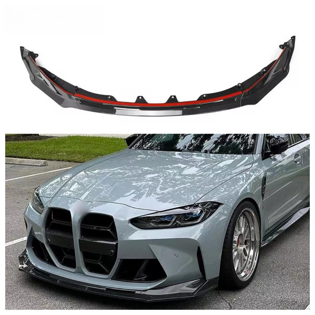 V Style Carbon Fiber Front Bumper Splitter Spoiler Lip for BMW G80 G81 M3 G82 G83 M4 Touring 2021+ Front Lip Body Kit