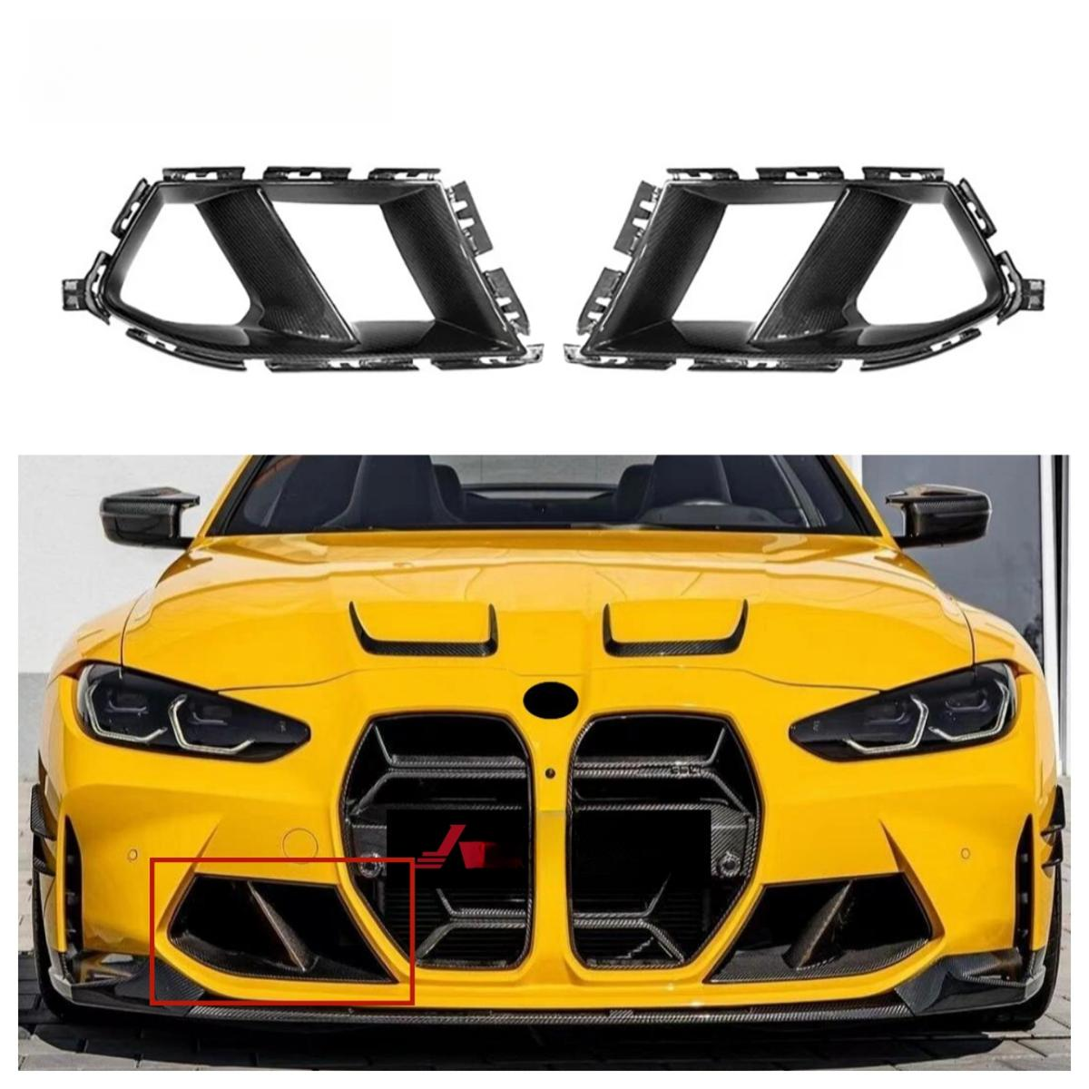 Real Carbon Fiber Front Fog Light Vent for BMW G80 G81 M3 G82 G83 M4 2020+ Front Bumper Side Air Vent Trim Body Kit