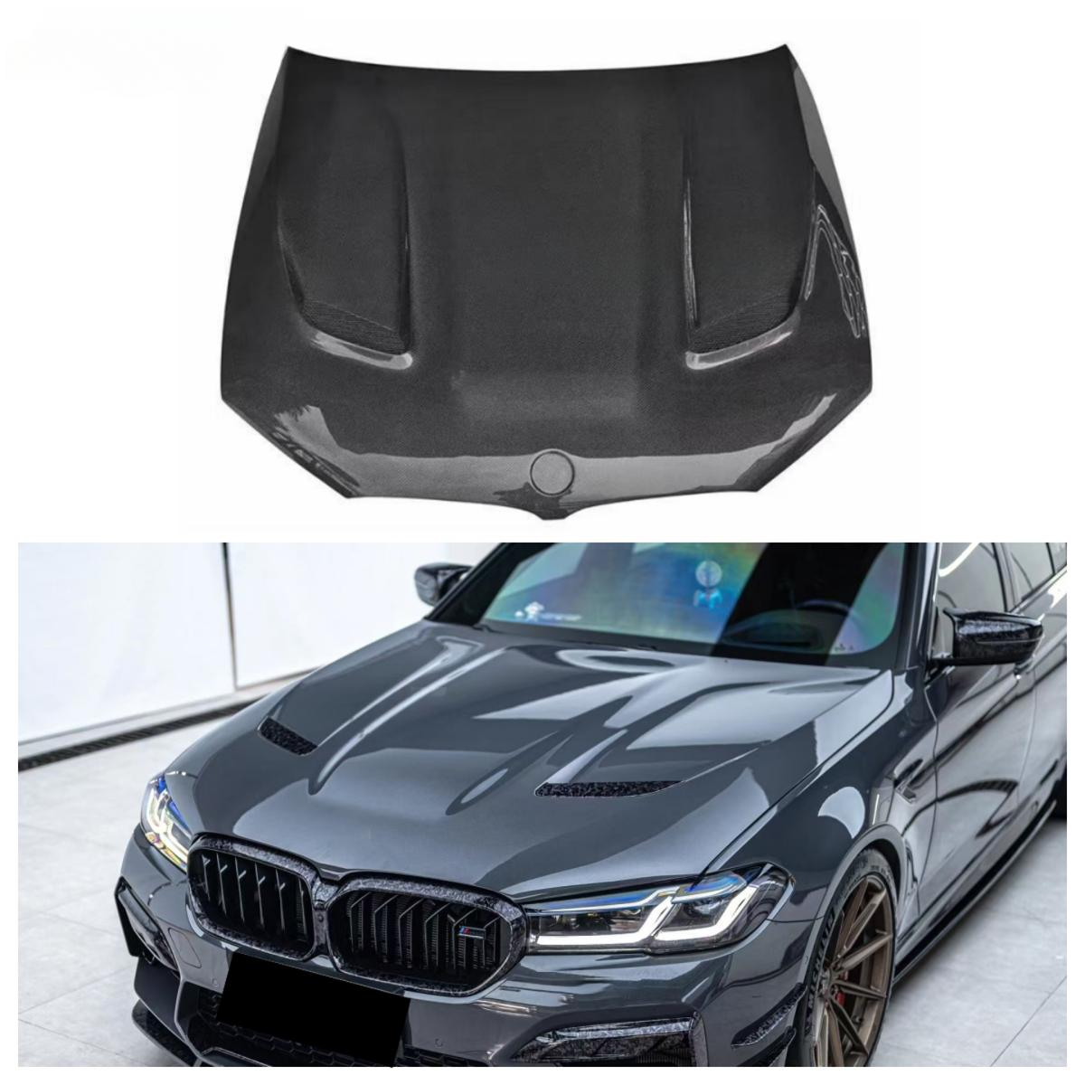 Hight Quality CS Style Carbon Fiber Engine Hood Cover for BMW 5 Series G30 F90 M5 Touring Carbon Engine Bonnet Lid Body Kit