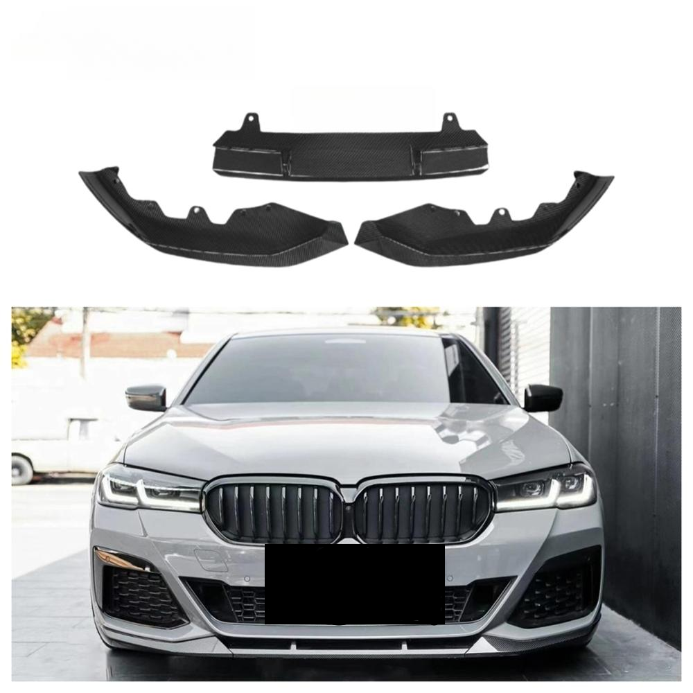 Dry Carbon Fiber 3PCS Front Bumper Lip for BMW 5 Series G30 540i 2021+ LCI Front Splitter Perfect Installation Body Kit