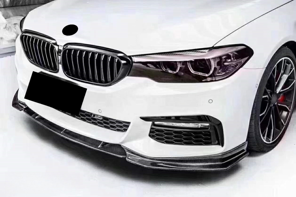 Carbon Fiber 3PCS Front Bumper Lip for BMW 5 Series G30 540i M550i Pre Lci 2017-2020 Front Splitter Body Kit
