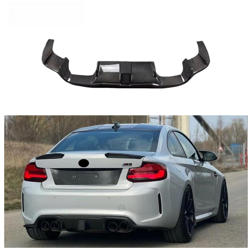 Carbon Fiber Rear Bumper Diffuser Splitter for BMW M2 F87 M2C 2016-2022 Replacement Rear Diffuser With LED Light
