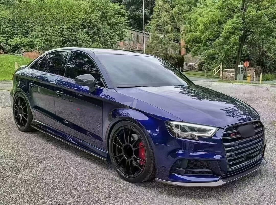 High Quality JP Style Carbon Fiber Side Skirt for Audi 8V RS3 S3 A3 Sline 2014-2019 Car Carbon Fiber Side Bumper Slpitter Lip