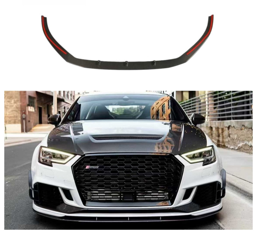 High Quality Real Carbon Fiber RS3 Front Lip for Audi RS3 8V Sedan LCI 2017-2020 Car Carbon Fiber Front Bumper Splitter Lip