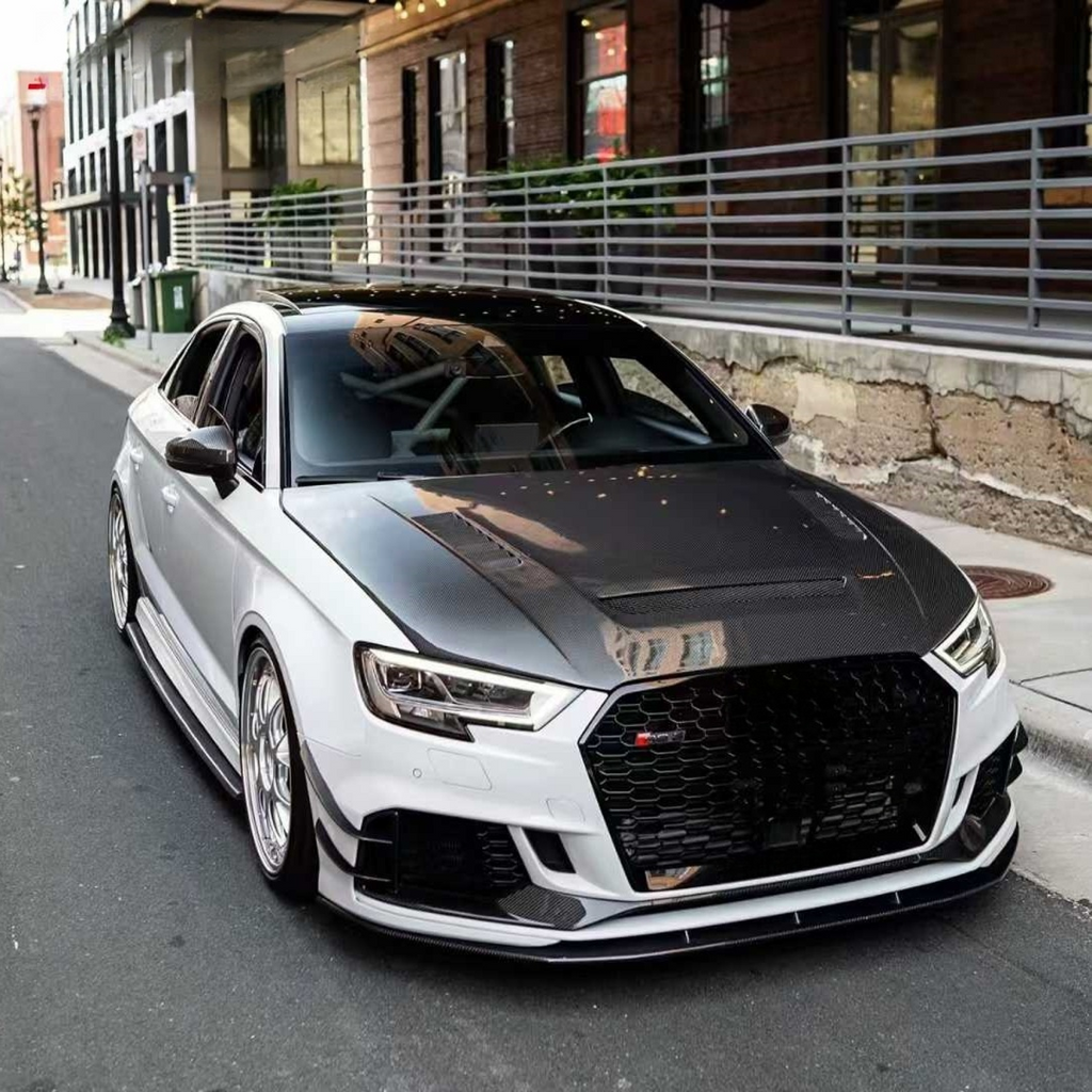 High Quality Real Carbon Fiber RS3 Front Lip for Audi RS3 8V Sedan LCI 2017-2020 Car Carbon Fiber Front Bumper Splitter Lip