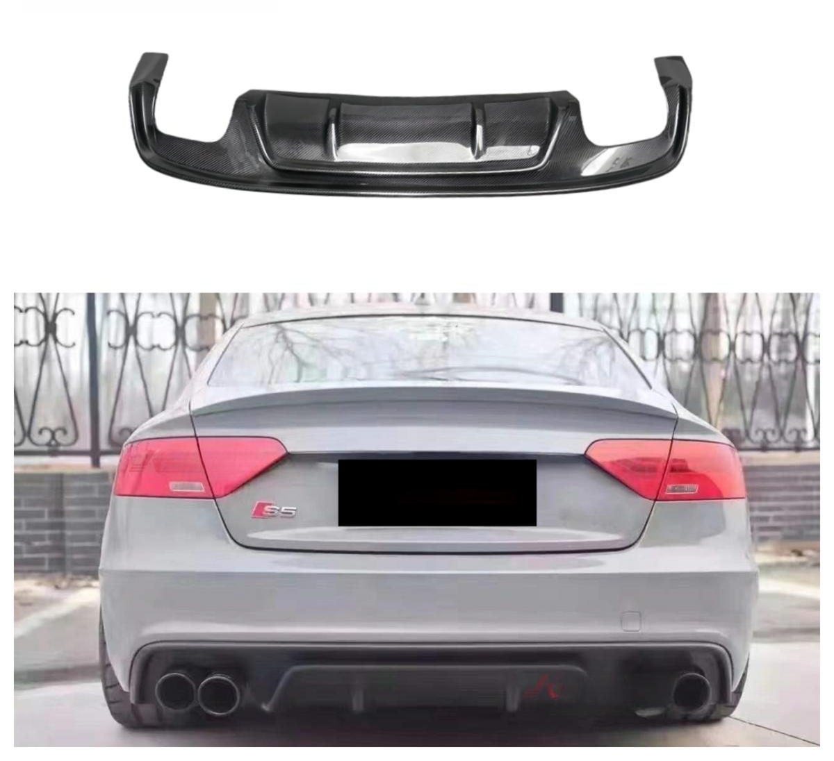 Carbon Fiber Rear Diffuser for Audi B8.5 S5 A5 Sline 4-Door 2013-2016 Sport Rear Bumper Splitter Diffuser Body Kit