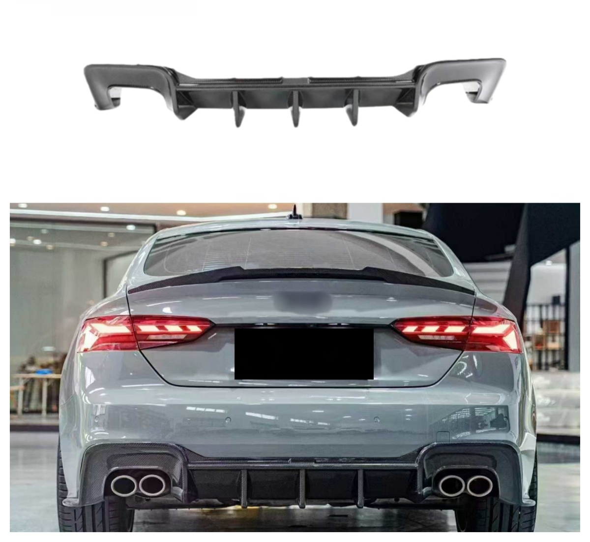 High Quality Carbon Fiber Rear Bumper Diffuser for Audi B9.5 S5 RS5 A5 Sline Sportback 4 Door 2020-2024 Rear Diffuser