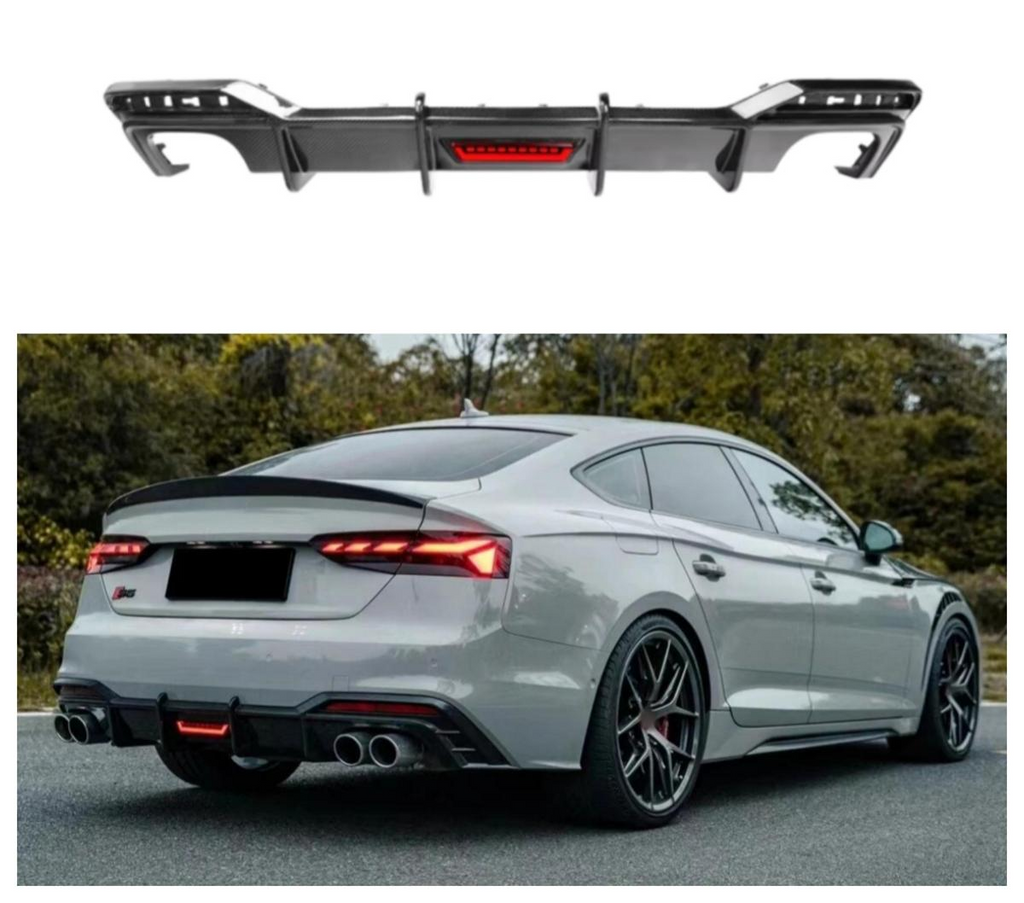 Carbon Fiber Rear Bumpers Diffuser With LED for Audi B9.5 A5 Sline S5 2021-2024 Rear Diffuser Splitter