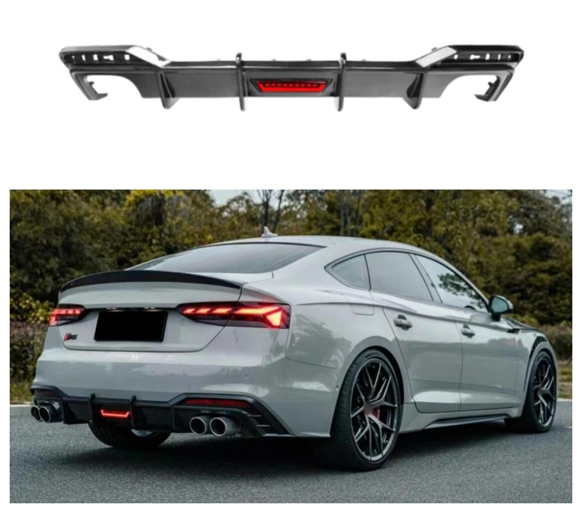 Carbon Fiber Rear Bumpers Diffuser With LED for Audi B9.5 A5 Sline S5 2021-2024 Rear Diffuser Splitter