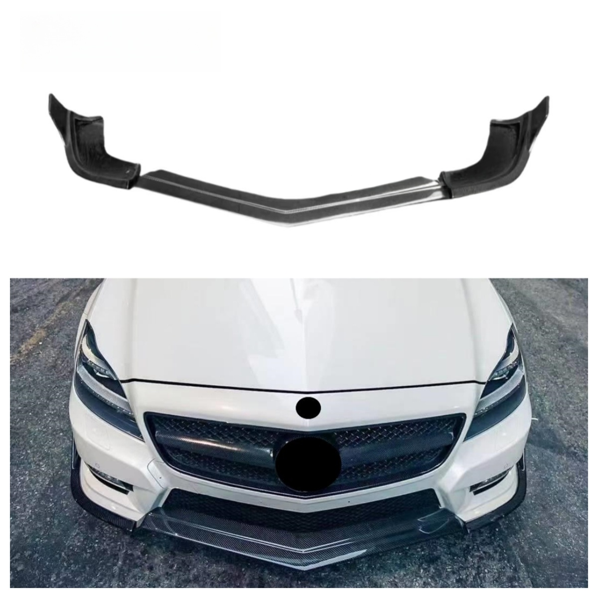 Carbon Fiber Front Bumper Lip for Merceder Benz W218 CLS Class AMG CLS63 2011-2018 3PCS Front Splitter Spoiler Body Ki