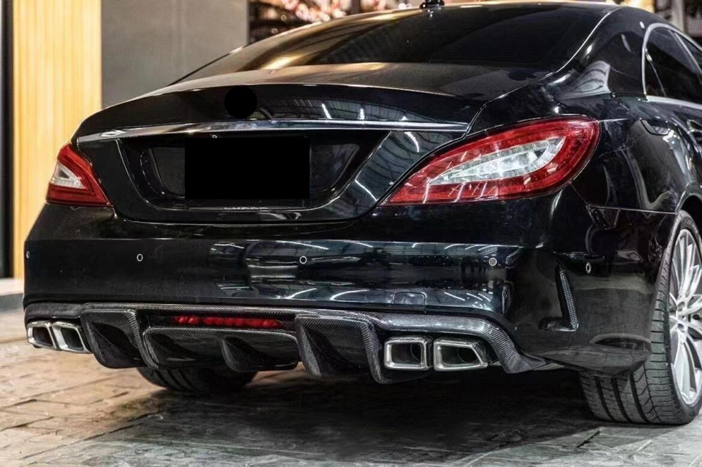 Carbon Fiber Rear Bumper Diffuser for Merceder Benz W218 CLS550 CLS63 AMG 2011-2018 Rear Splitter Lip With LED Body Kit