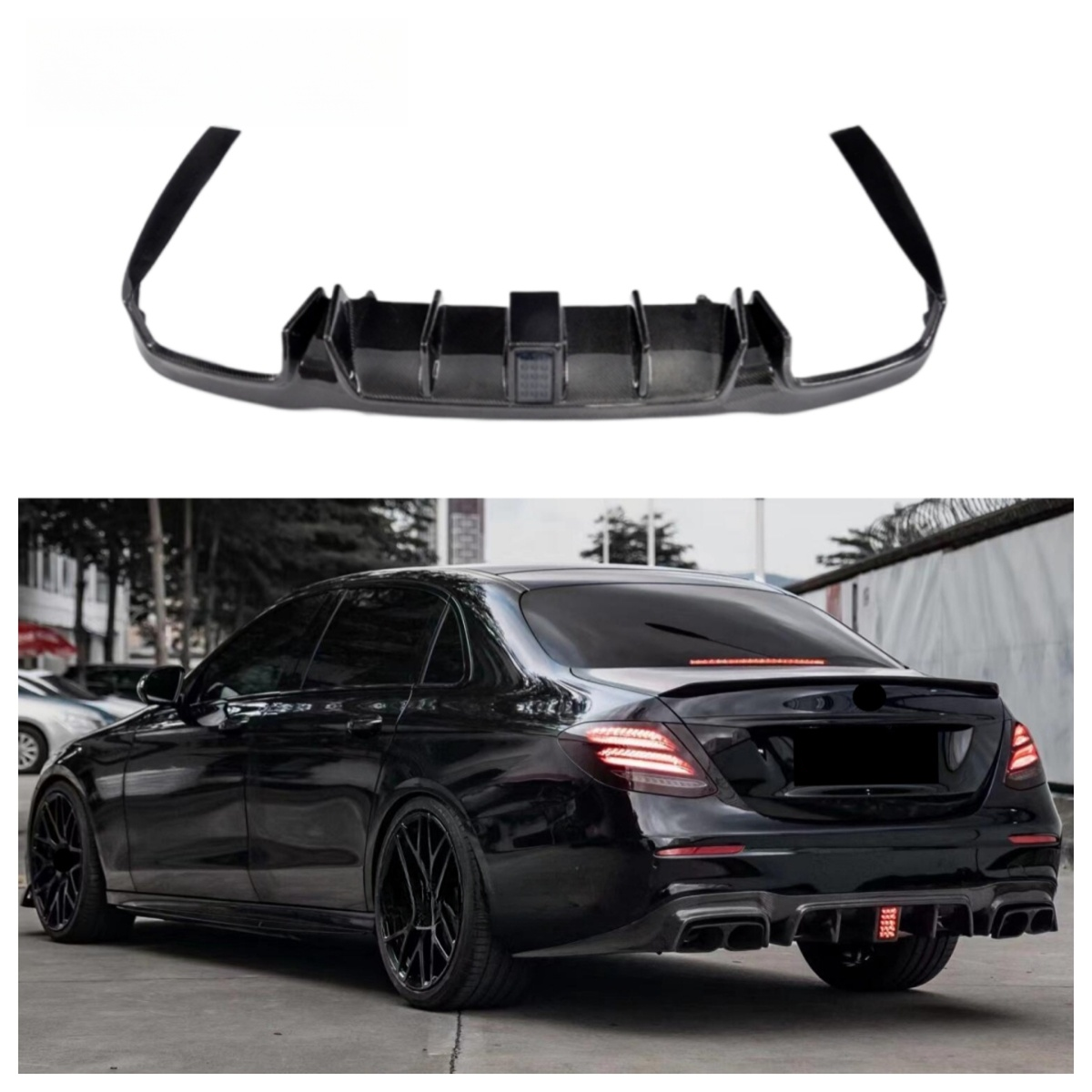 Carbon Fiber Rear Bumper Diffuser for Mercedes Benz W213 E Class E43 E63S Sedan 2016-2020 Rear Splitter Lip Body Kit