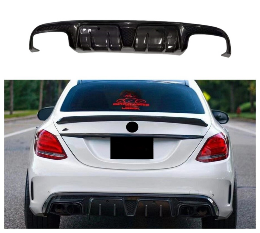 Carbon Fiber Rear Bumper Diffuser Splitter Lip for Mercedes Benz C Class W205 AMG C43 C63 Sedan 2015+ Upgrade Body Kit
