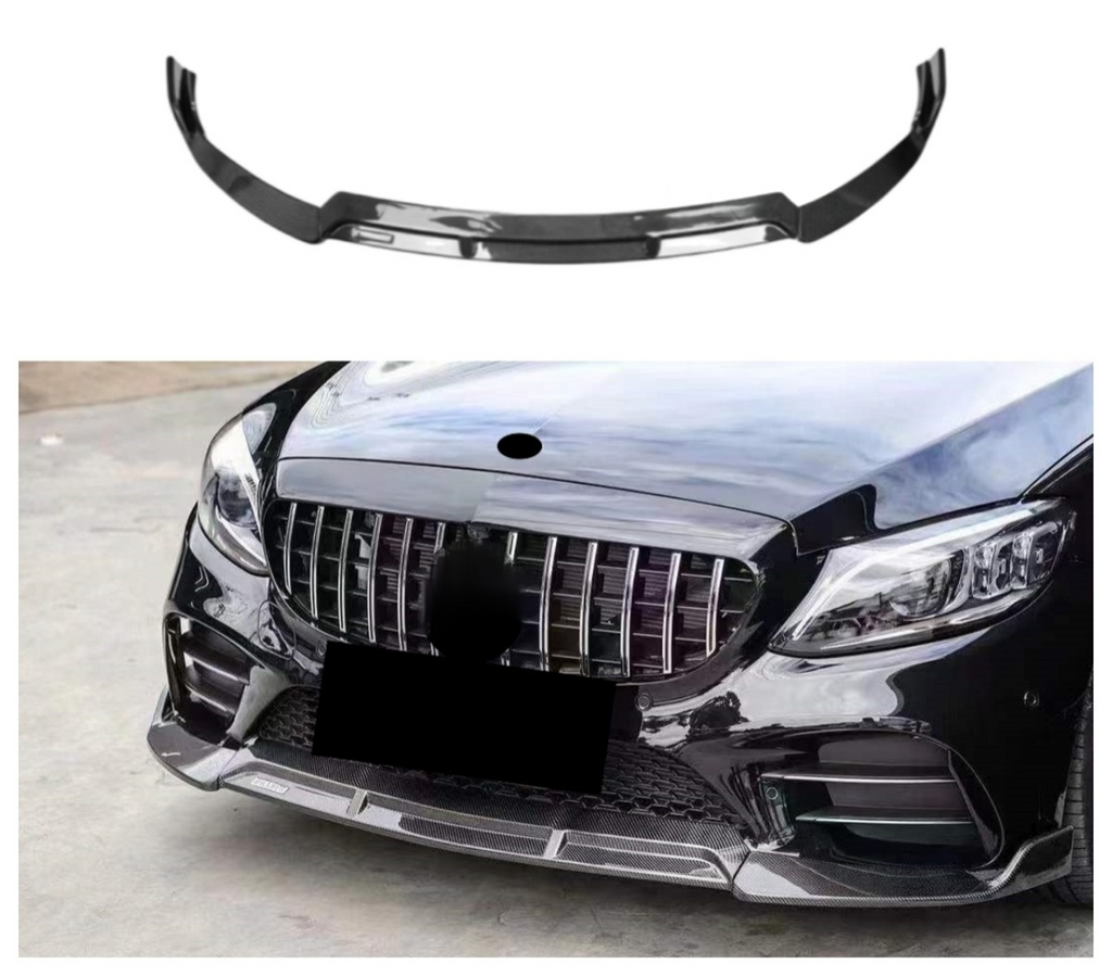 Carbon Fiber 3PCS Front Bumper Lip Splitter for Mercedes Benz W205 C Class AMG C43 LCI 2019-2021 Carbon Car Front Lip