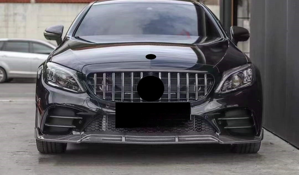 Carbon Fiber 3PCS Front Bumper Lip Splitter for Mercedes Benz W205 C Class AMG C43 LCI 2019-2021 Carbon Car Front Lip