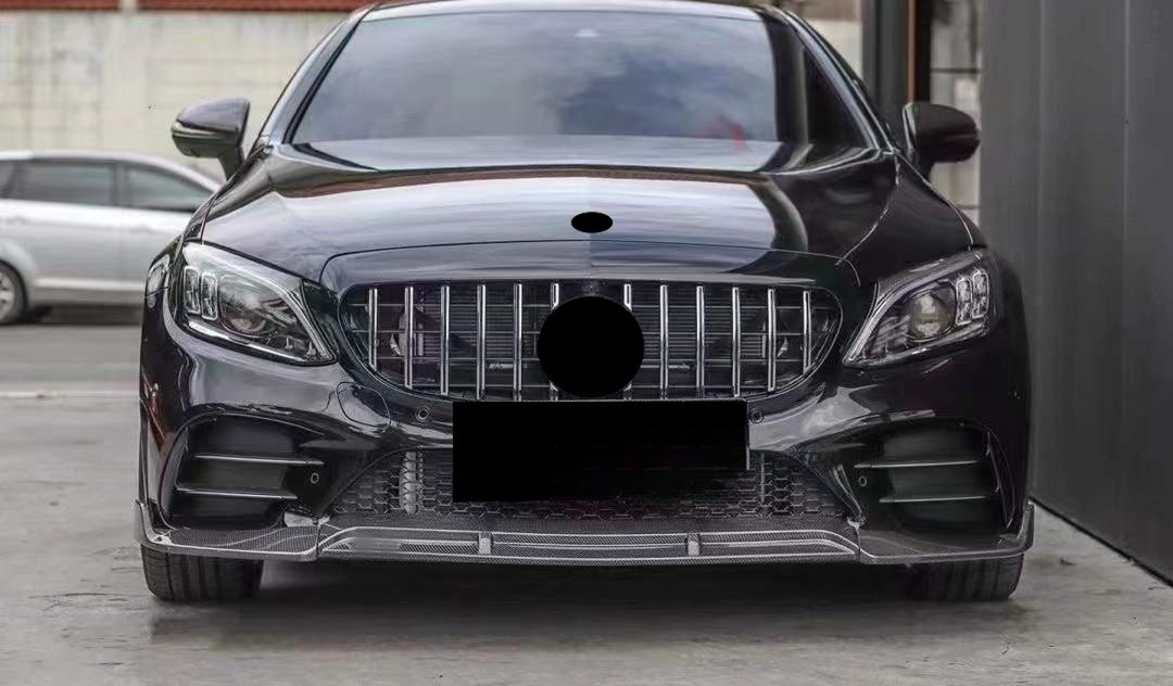 Carbon Fiber 3PCS Front Bumper Lip Splitter for Mercedes Benz W205 C Class AMG C43 LCI 2019-2021 Carbon Car Front Lip