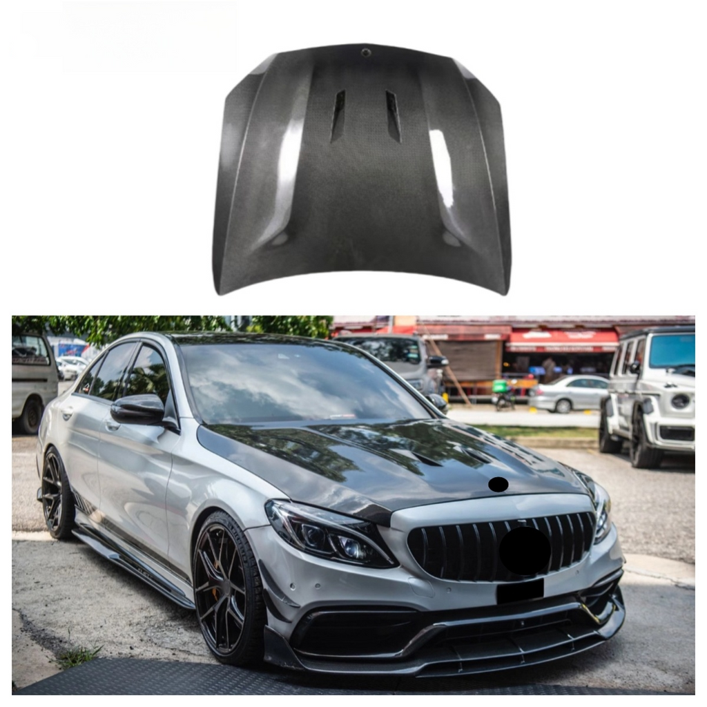 Carbon Fiber Engine Bonnet for Mercedes Benz W205 C Class C300 C43 C63 Coupe 2015-2019 Engine Hood Cover Lid Body Kit