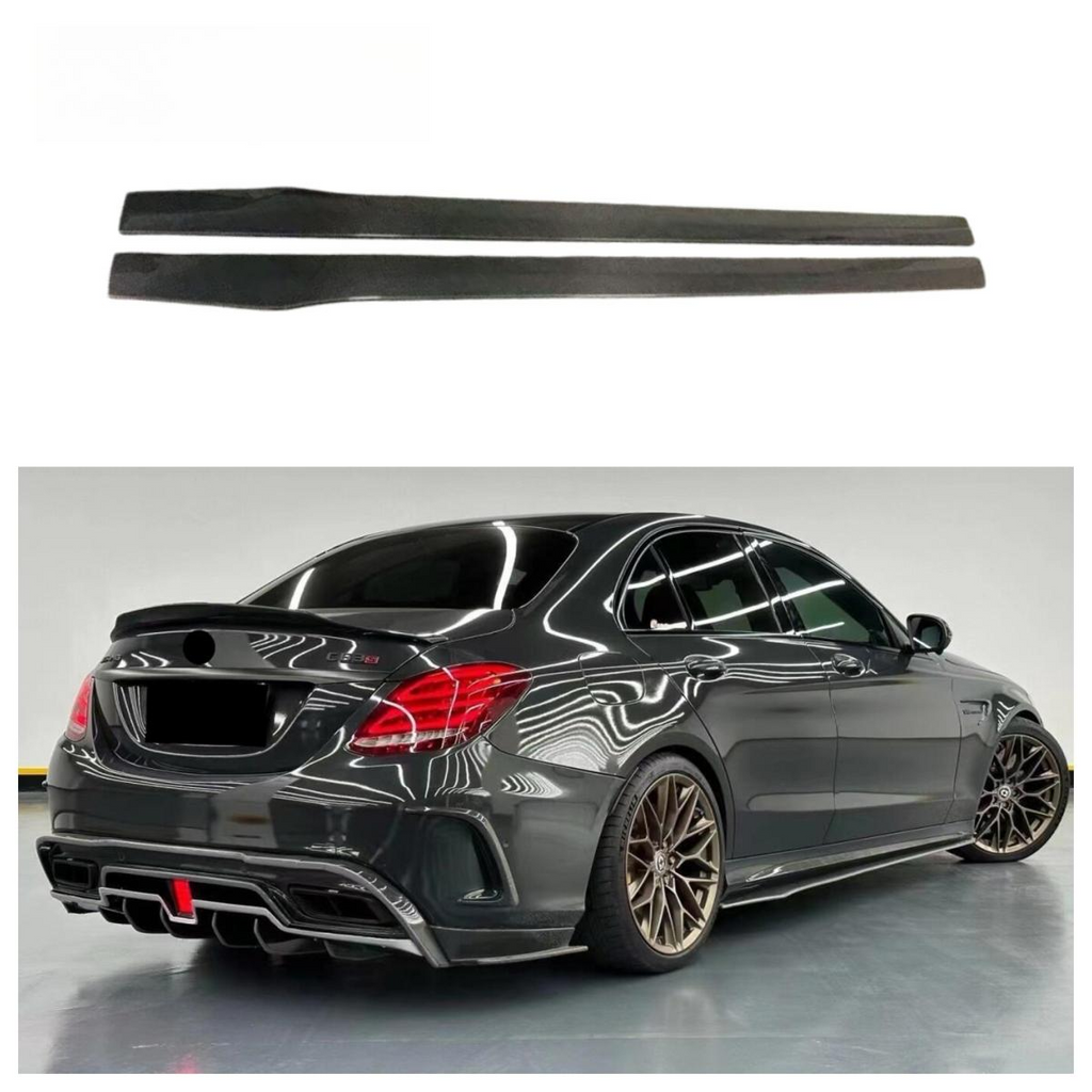 Carbon Fiber Side Skirt for Mercedes Benz W205 C Class C43 C63s AMG Sedan 2015-2021 Side Bumper Splitter Spoiler Lip