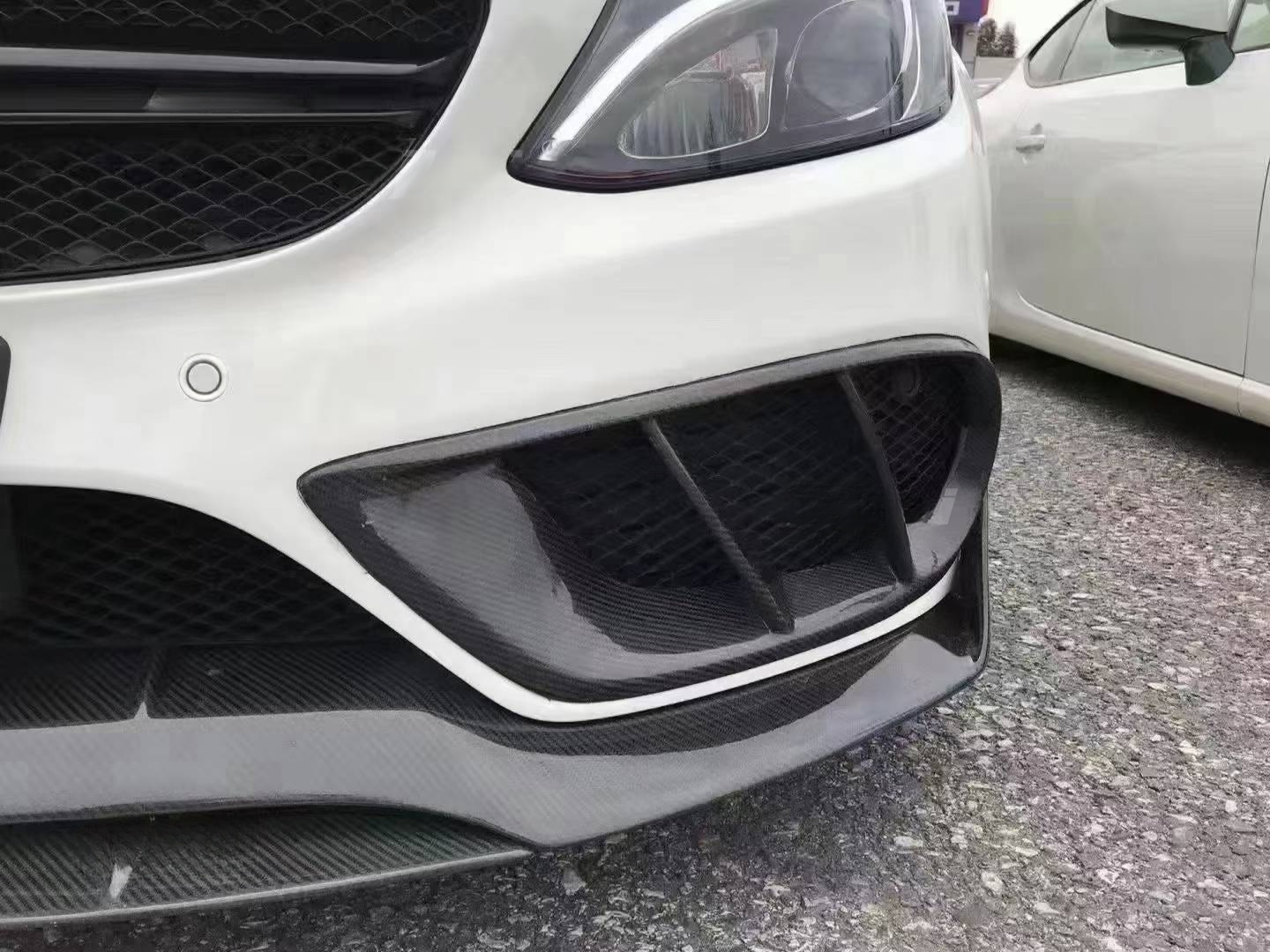 Carbon Fiber Front Bumper Canards for Mercedes Benz W205 C Class AMG C43-C63s Pre Lci 2015-2018 Sport Bumper Vent Trim