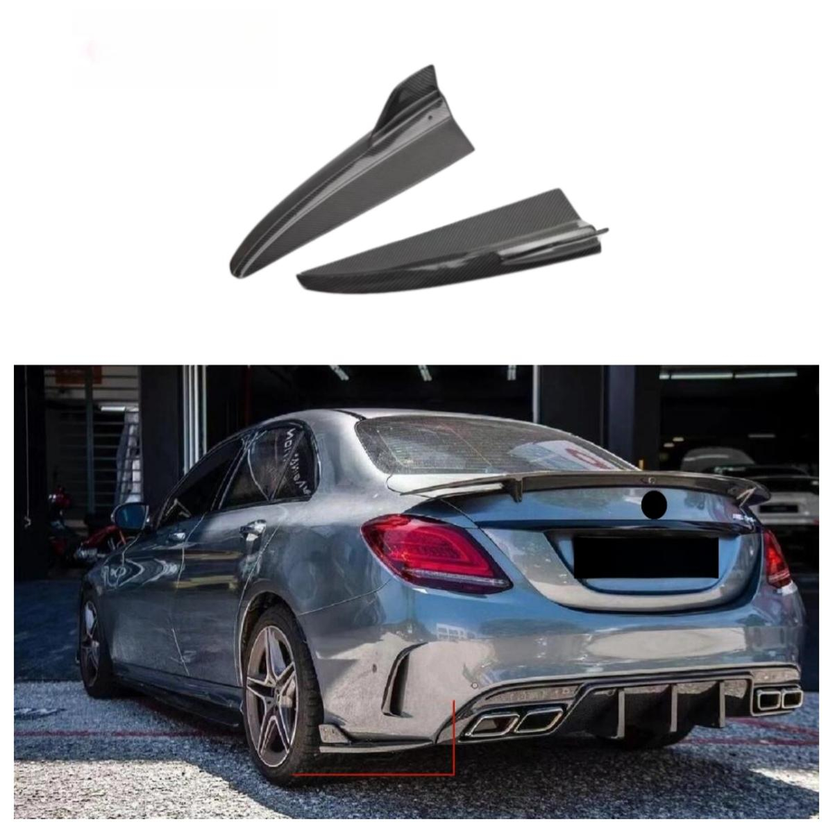 Carbon Fiber Rear Bumper Canard for Mercedes Benz W205 C Class C300 C43 C63s 4 Door 2013-2021 Rear Side Wing Trim