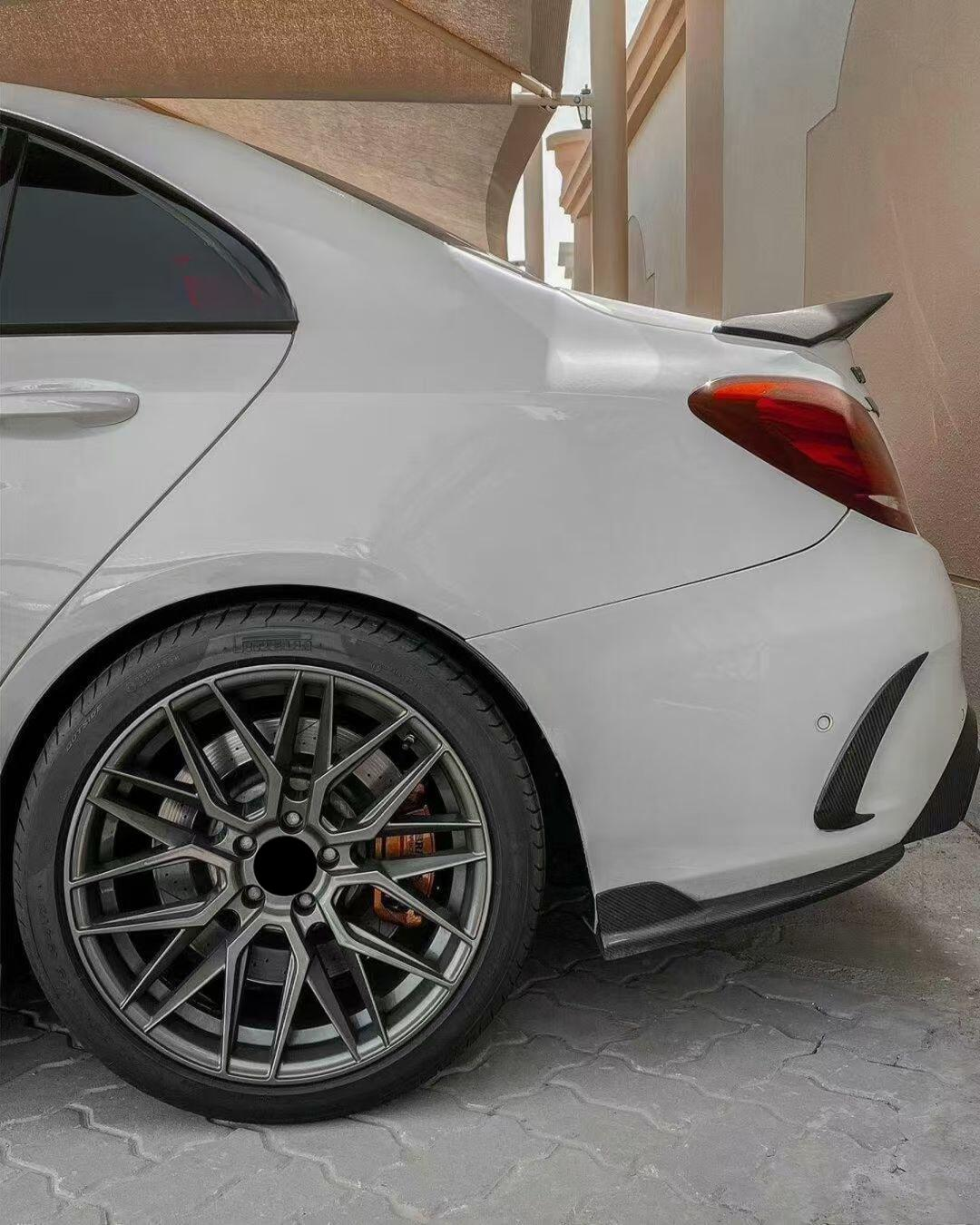 Carbon Fiber Rear Bumper Canard for Mercedes Benz W205 C Class C300 C43 C63s 4 Door 2013-2021 Rear Side Wing Trim