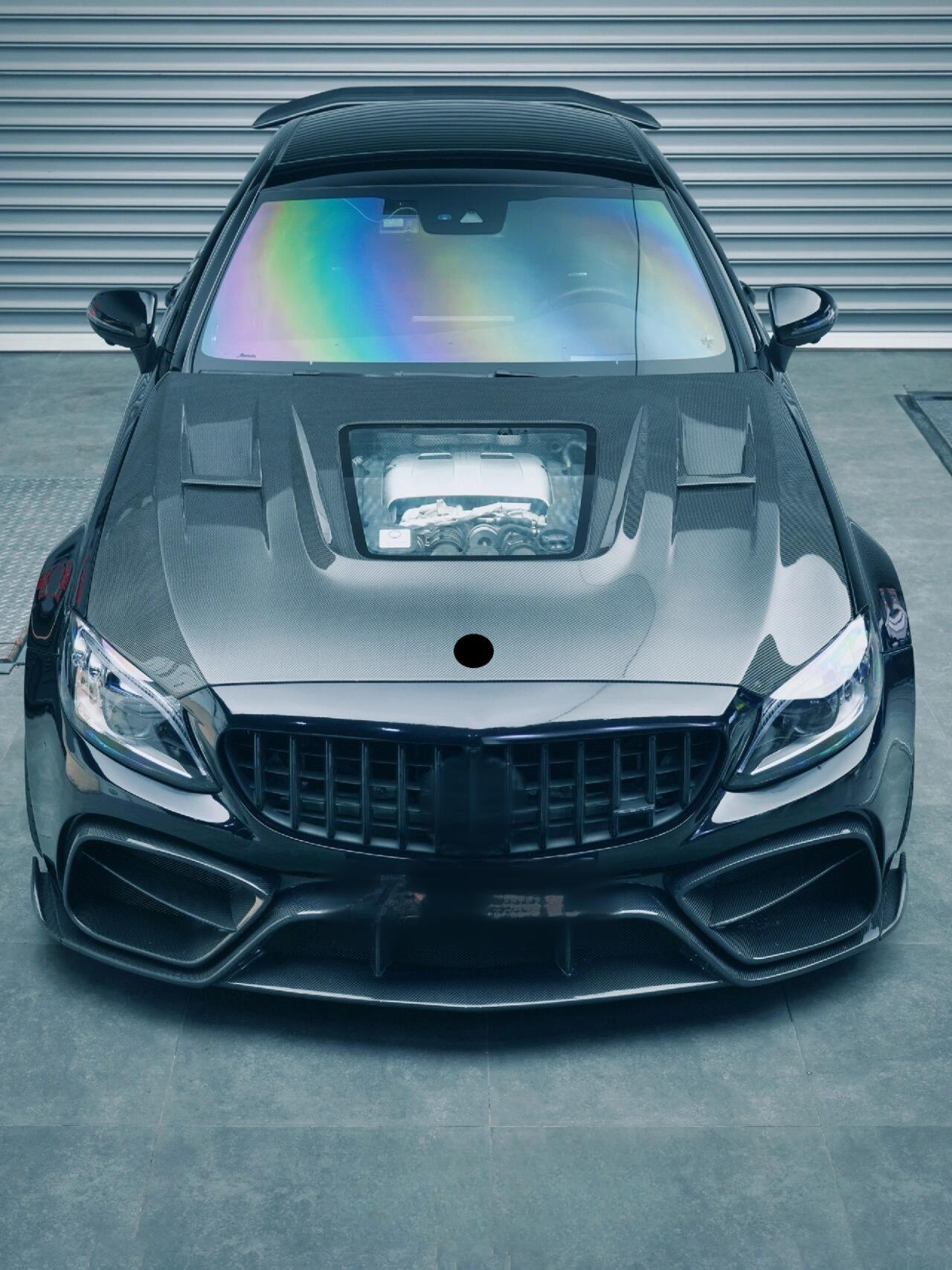 Carbon Fiber Transparent Engine Hood for Mercedes Benz W205 AMG C63 C63s Coupe/Sedan 2015+ Engine Bonnte Lid Body Kit