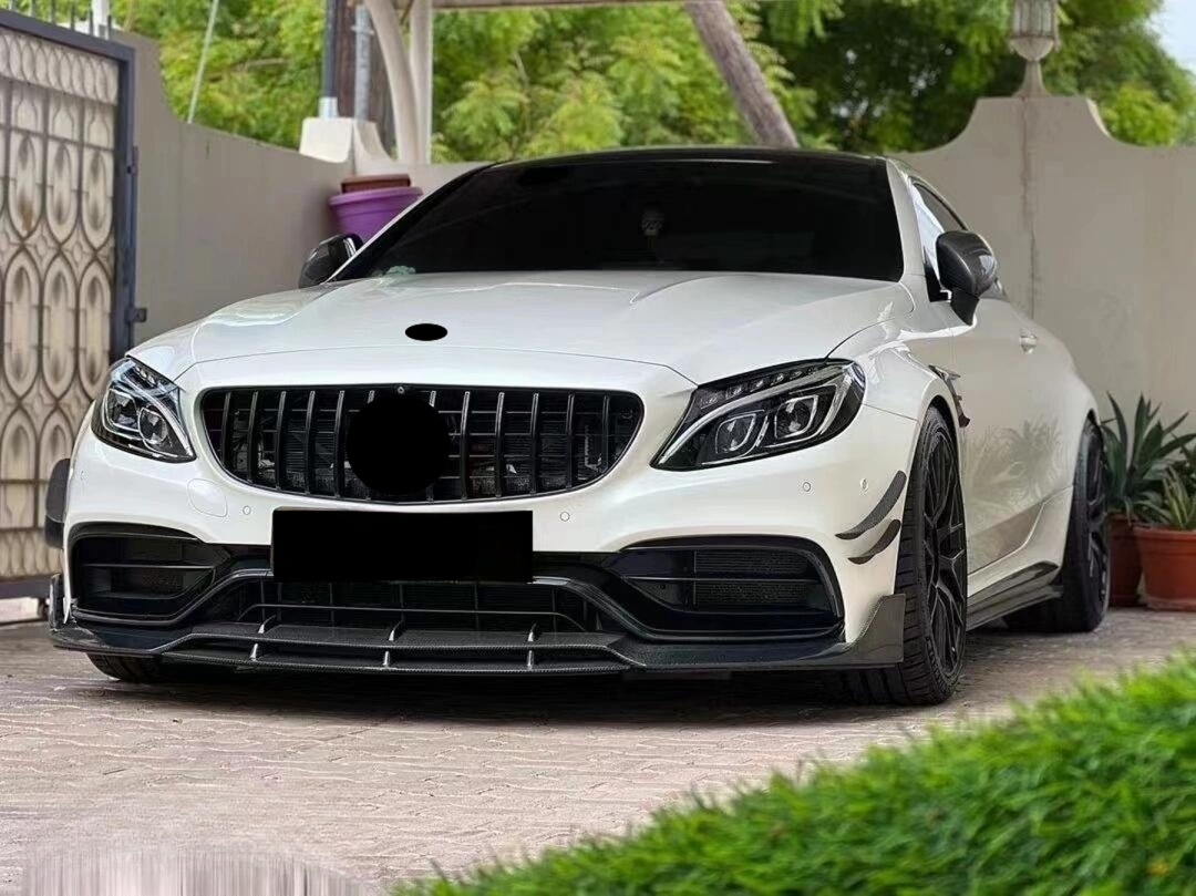 Carbon Fiber Front Bumper Lip for Mercedes Benz W205 C Class C63 C63s Coupe 2015-2021 Front Splitter Body Kit