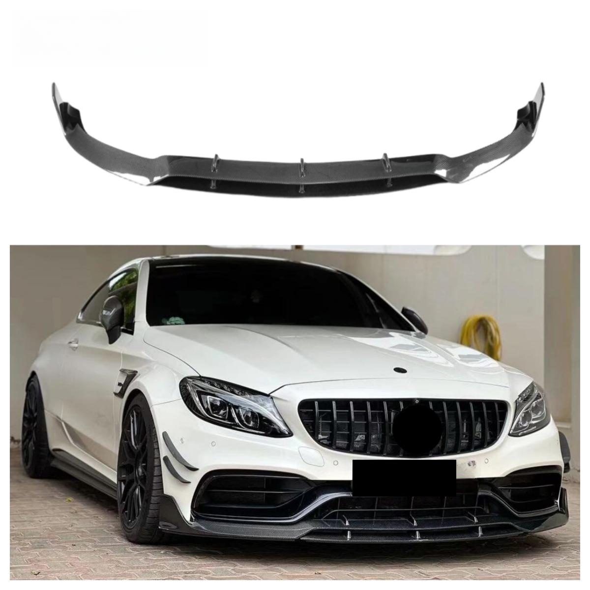 Carbon Fiber Front Bumper Lip for Mercedes Benz W205 C Class C63 C63s Coupe 2015-2021 Front Splitter Body Kit