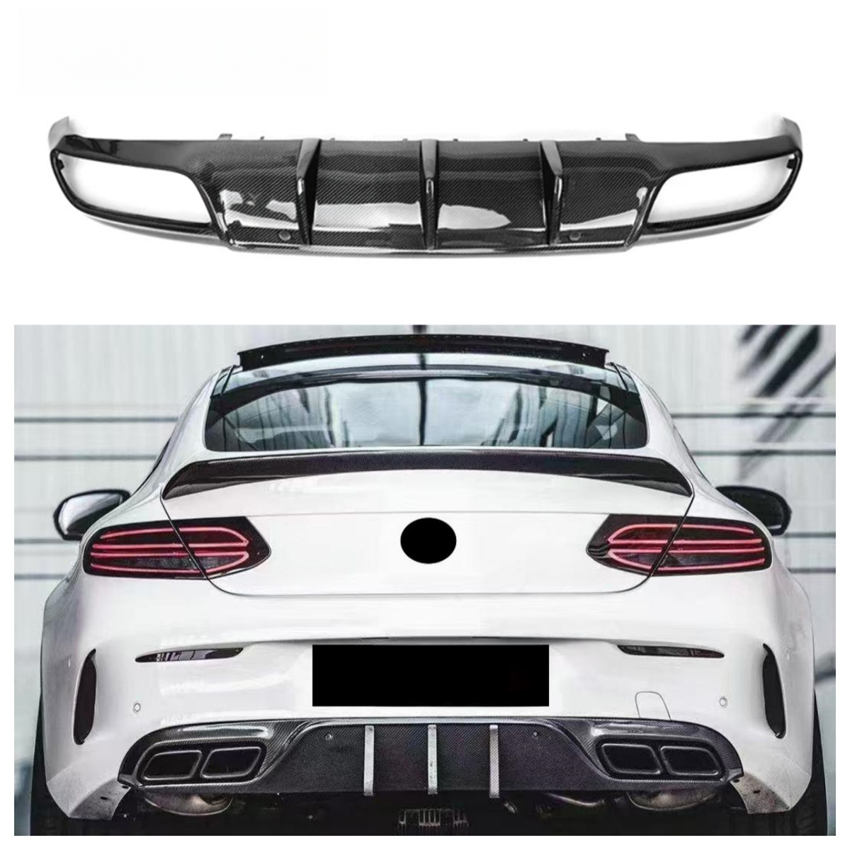 Carbon Fiber Rear Bumper Diffuser Splitter for Mercedes Benz W205 C Class C43 C63s Coupe 2015+ Hight Quality Body Kit