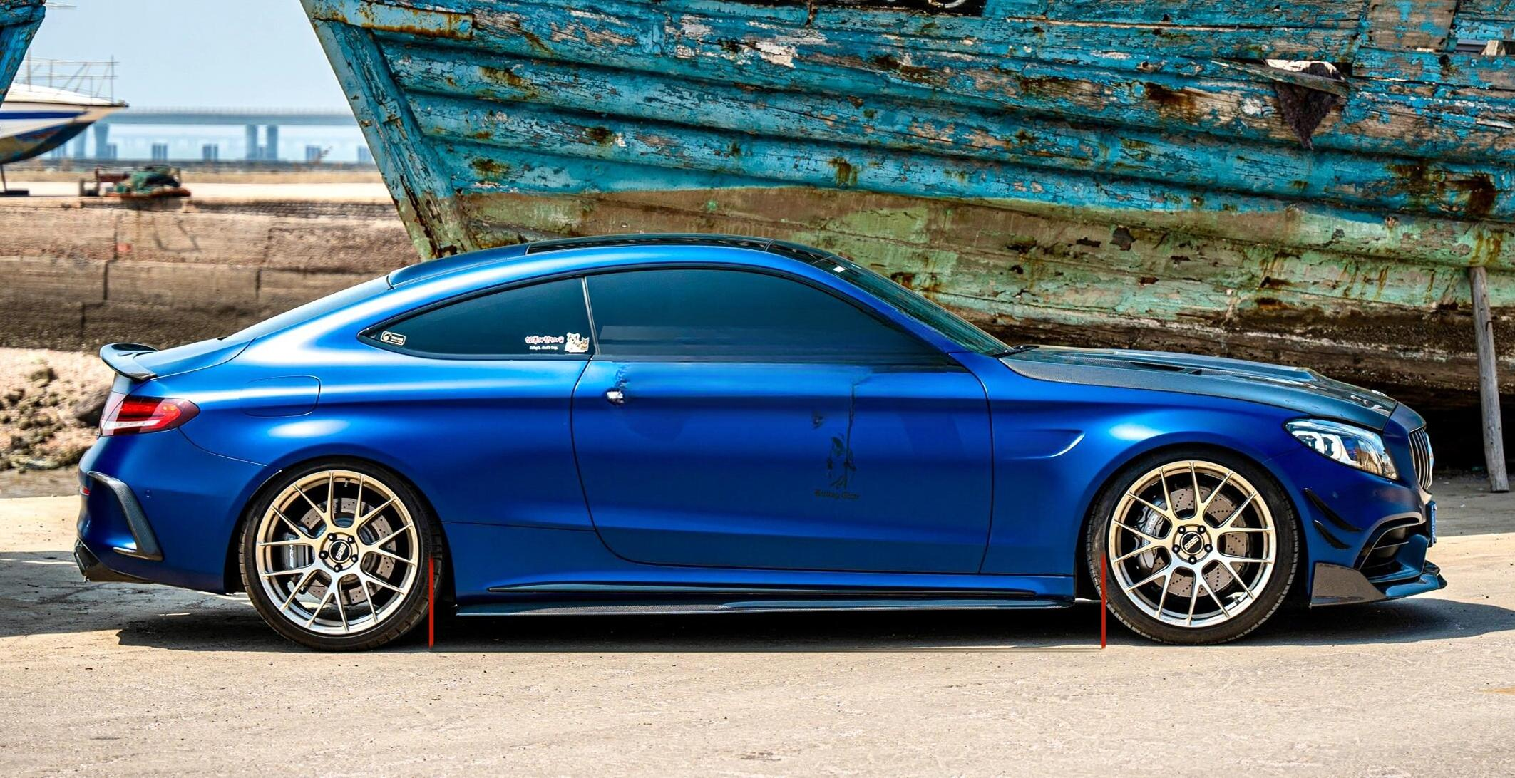 Carbon Fiber Side Skirt for Mercedes Benz C Class W205 AMG C43 C63s Coupe 2015+ Side Bumper Splitter Lip