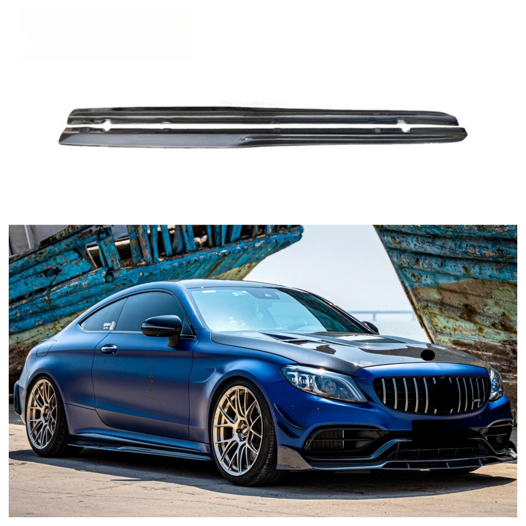 Carbon Fiber Side Skirt for Mercedes Benz C Class W205 AMG C43 C63s Coupe 2015+ Side Bumper Splitter Lip