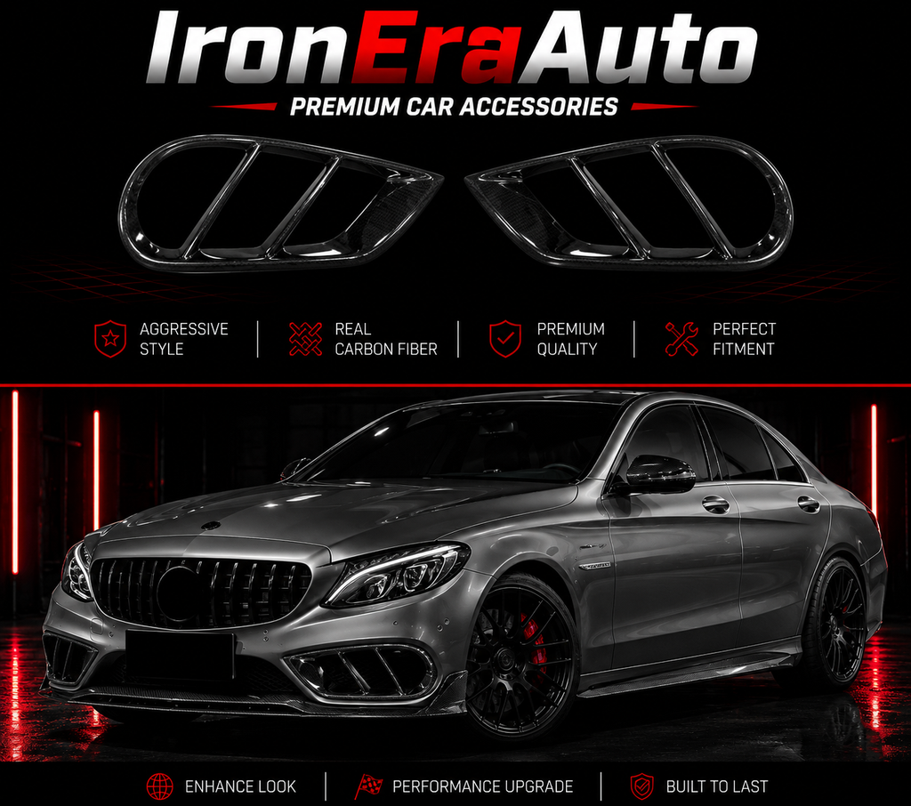 Carbon Fiber Front Bumper Canards for Mercedes Benz W205 C Class AMG C43-C63s Pre Lci 2015-2018 Sport Bumper Vent Trim