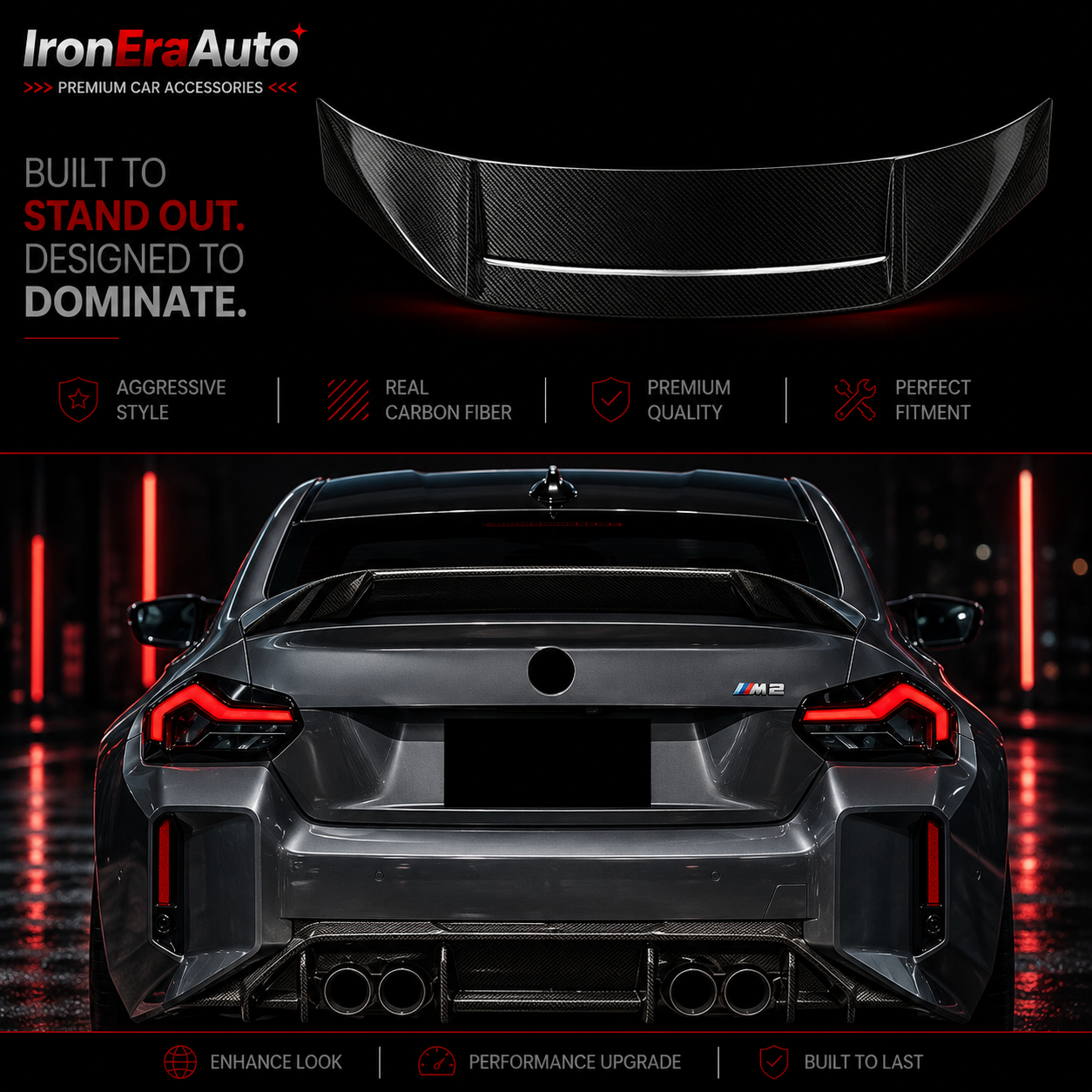 Dry Carbon Fiber Rear Trunk Spoiler Wing for BMW G87 M2 G42 2023+ Carbon Trunk Ducktail Wing Body Kit