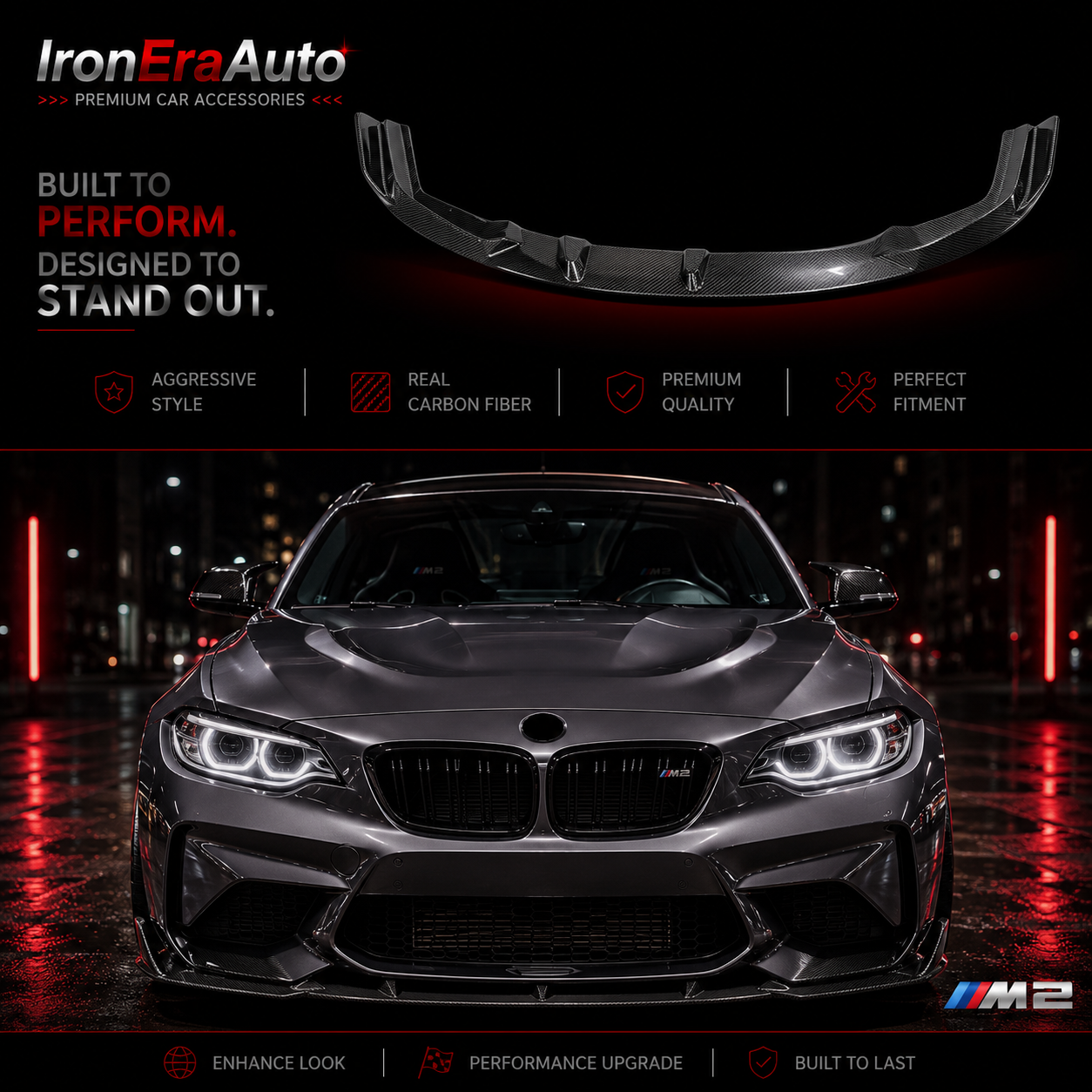 Real Carbon Fiber Front Lip for BMW M2 F87 2016-2022 Carbon Fiber Front Bumper Splitter Spoiler Lip Body Kit