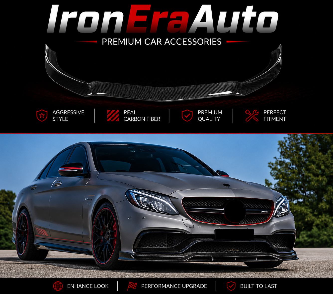 Carbon Fiber Front Bumper Splitter Lip for Mercedes Benz W205 C Class AMG C63 C63s Sedan 2015-2021 Front Lip Body Kit