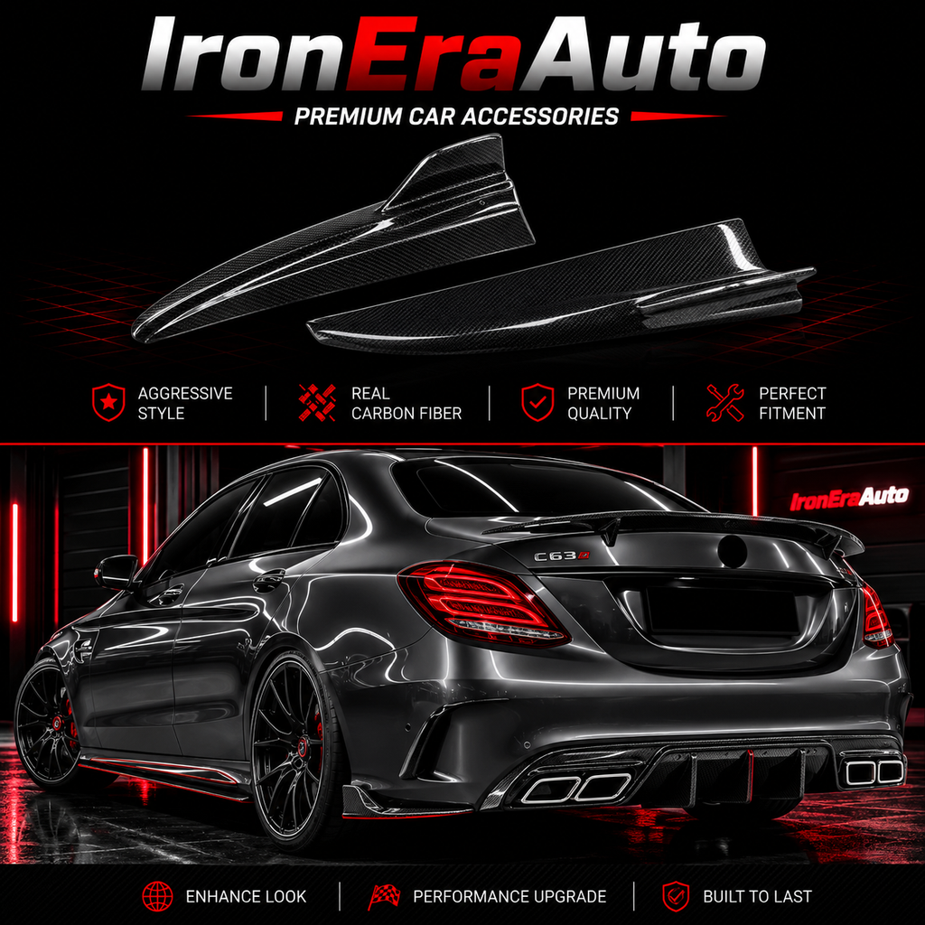 Carbon Fiber Rear Bumper Canard for Mercedes Benz W205 C Class C300 C43 C63s 4 Door 2013-2021 Rear Side Wing Trim