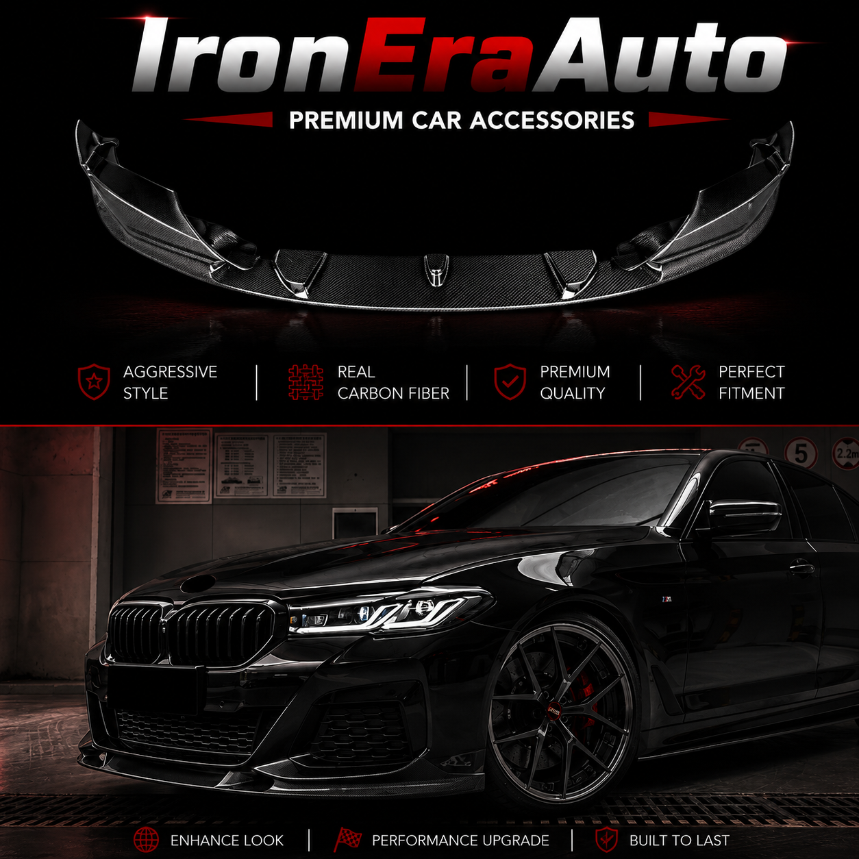 Carbon Fiber Front Bumper Splitter Lip for BMW 5 Series G30 G31 540i M550i LCI 2021-2023 Perfect Installation Body Kit
