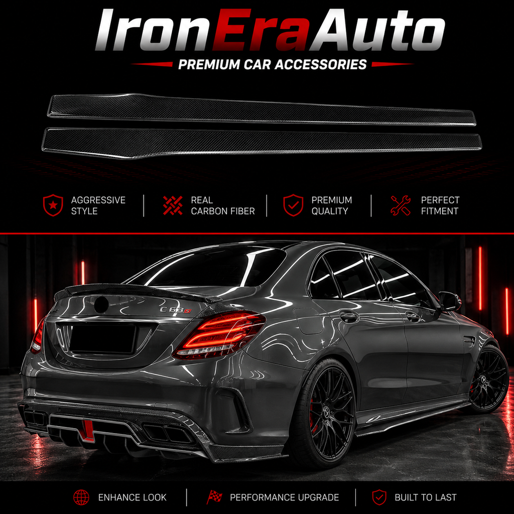 Carbon Fiber Side Skirt for Mercedes Benz W205 C Class C43 C63s AMG Sedan 2015-2021 Side Bumper Splitter Spoiler Lip