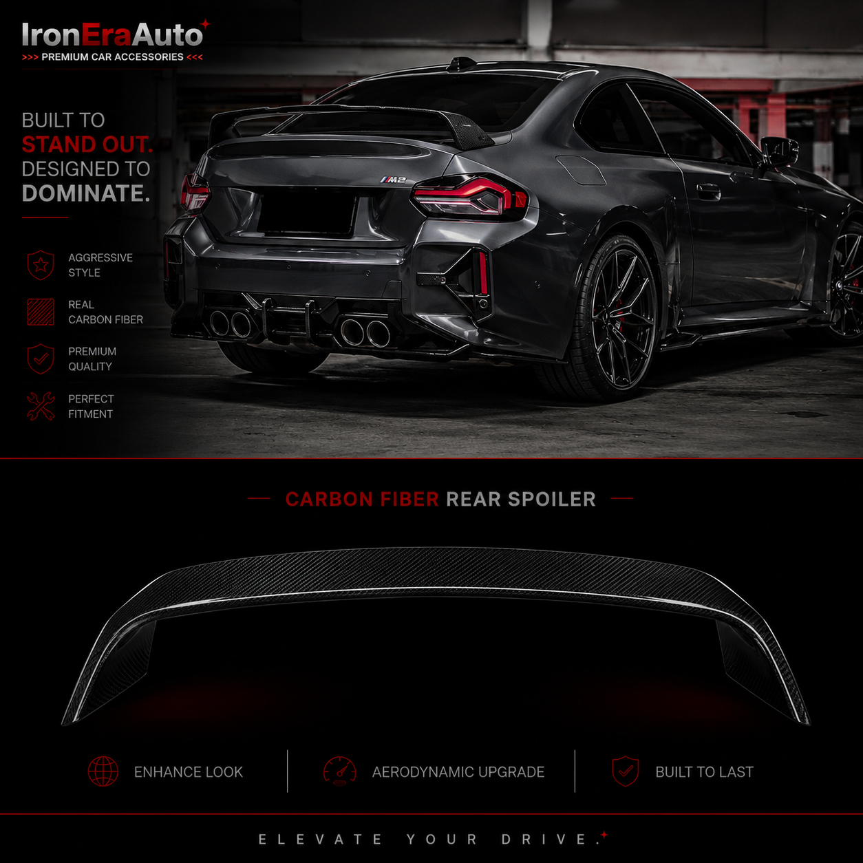 Carbon Fiber Rear Trunk Spoiler Wing for BMW 2 Series G42 G87 M2 2023+ Rear Spoiler Trunk Tail Boot Wing