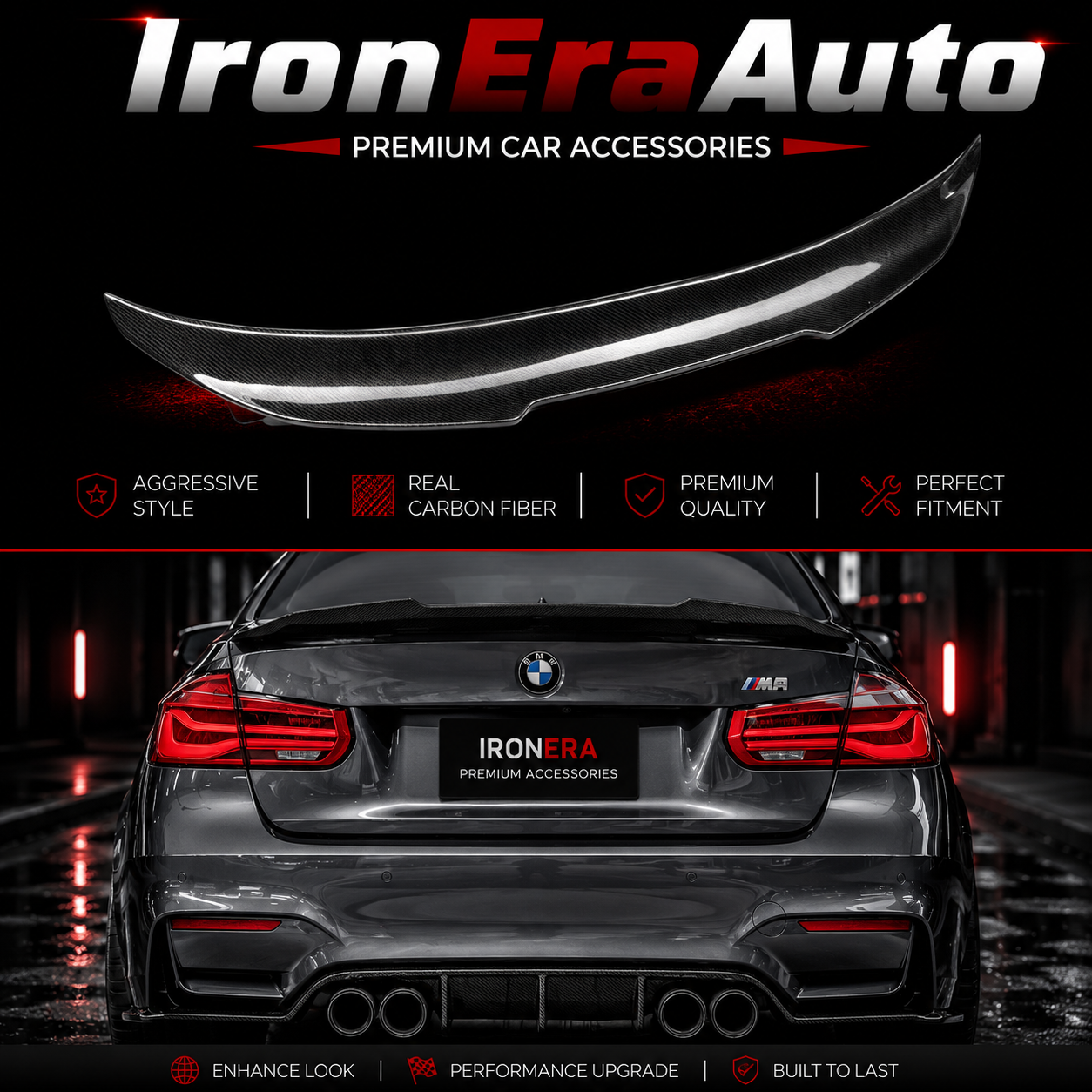 PSM Style Real Carbon Fiber Rear Trunk Spoiler for BMW 3 Series F30 M340i F80 M3 2011-2019 Car Carbon Fiber Tail Wing Ducktail