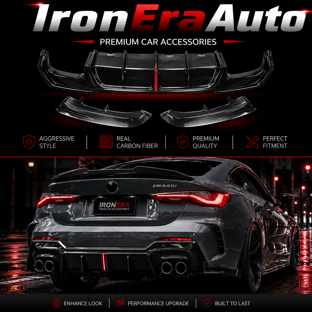 Hight Quality With Light Carbon Fiber Rear Bumper Diffuser for BMW 4 Series G22 G23 430i M440i 2020+ Car Carbon Fiber Body Kit