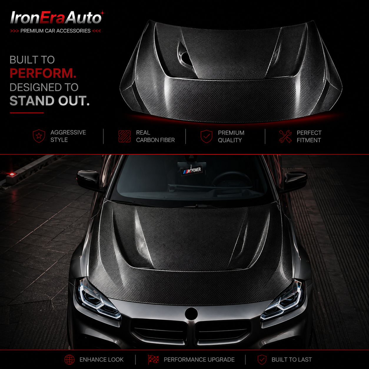 Dry Carbon Fiber Engine Hood Bonnet Cover for BMW G87 M2 2023+ Upgrade Dry Carbon Fiber Engine Hood