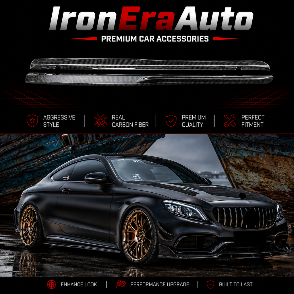 Carbon Fiber Side Skirt for Mercedes Benz C Class W205 AMG C43 C63s Coupe 2015+ Side Bumper Splitter Lip