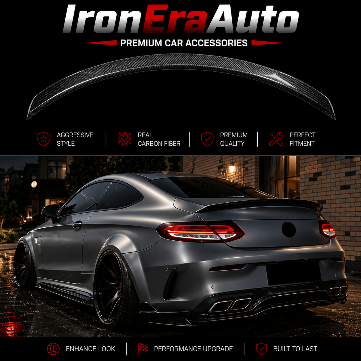 Carbon Fiber Trunk Spoiler for Mercedes Benz W205 C205 C Class C63 Coupe 2015-2021 Rear Spoiler Wing