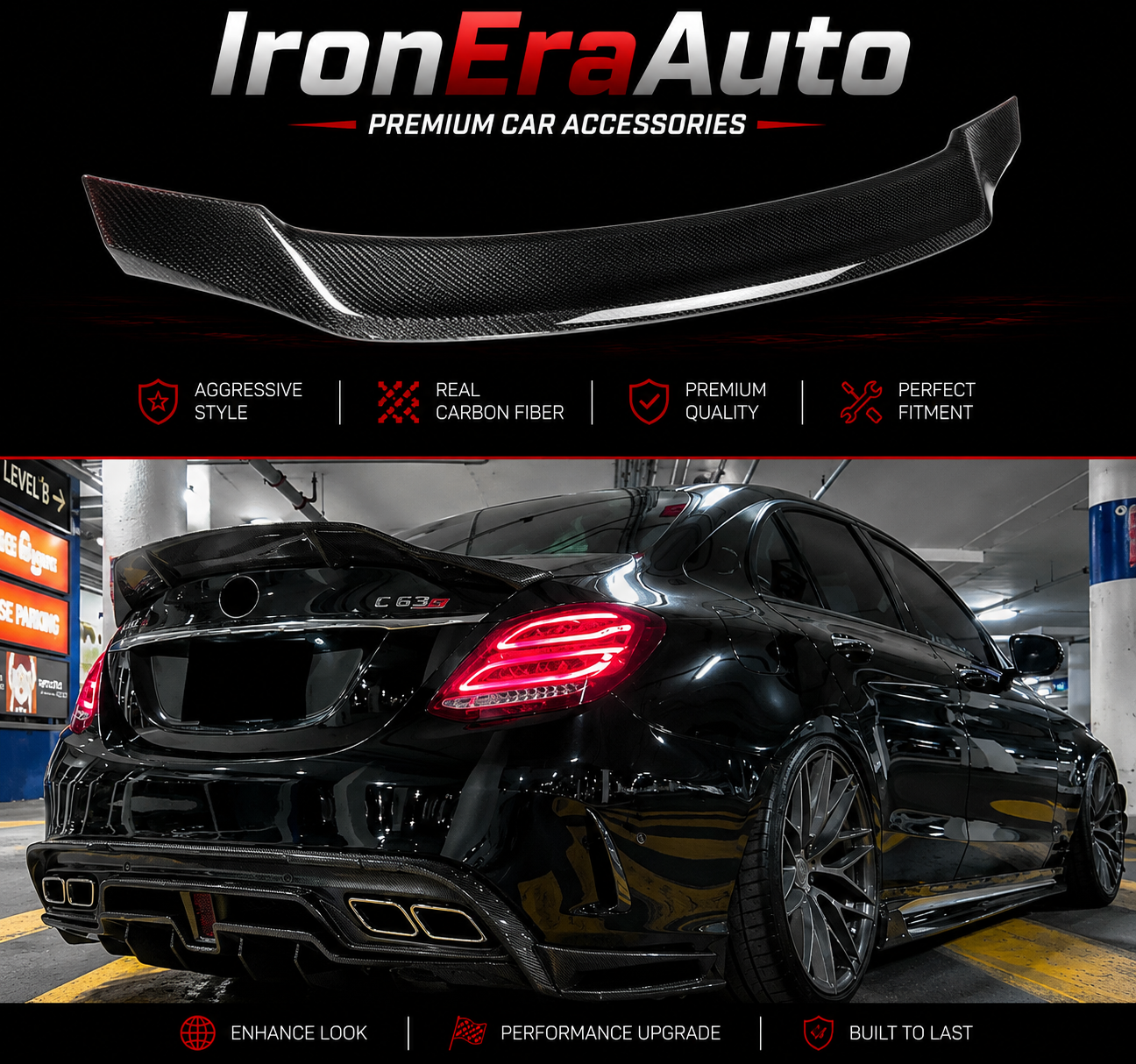 Carbon Fiber Rear Trunk Spoiler Wing for Mercedes Benz W205 C Class C43 C63 Sedan 2015-2021 Rear Spoiler
